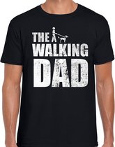 The walking dog dad t-shirt zwart - heren - Honden liefhebber cadeau shirt - Vaderdag cadeau M