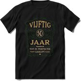 50 Jaar Legendarisch Gerijpt T-Shirt | Mos - Ivoor | Grappig Verjaardag en Feest Cadeau Shirt | Dames - Heren - Unisex | Tshirt Kleding Kado | - Zwart - XXL