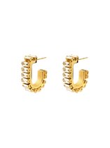Zirconia oval earrings gold