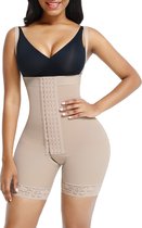 Corrigerende shapewear corset verstelbaar met 4 rijen haakjes Beige S