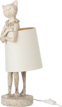 J-Line - Kinderlamp - Kat met kap - licht grijs - kunststof - H 43 cm