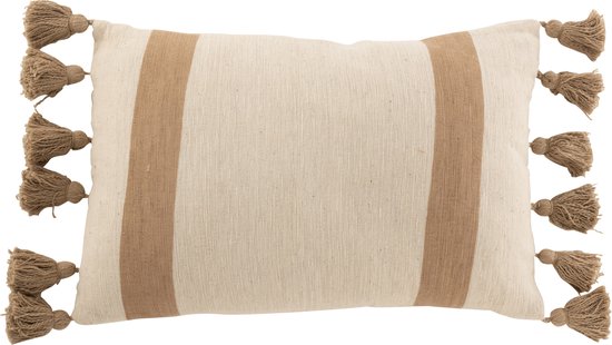 Kussen | textiel | bruin - beige | 60x40x (h)10 cm