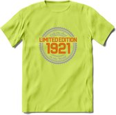 1921 Limited Edition Ring T-Shirt | Zilver - Goud | Grappig Verjaardag en Feest Cadeau Shirt | Dames - Heren - Unisex | Tshirt Kleding Kado | - Groen - XXL