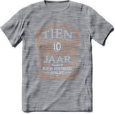 10 Jaar Legendarisch Gerijpt T-Shirt | Oranje - Grijs | Grappig Verjaardag en Feest Cadeau Shirt | Dames - Heren - Unisex | Tshirt Kleding Kado | - Donker Grijs - Gemaleerd - XL