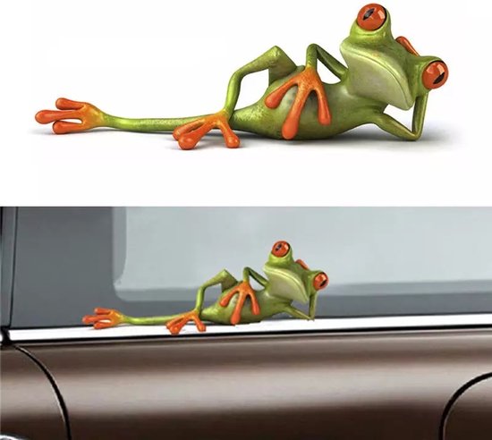 GoedeDoelen.Shop | (Auto) Sticker Relaxing Frog | Autosticker | Kikker Sticker | Scootersticker | Wandsticker | Laptopsticker | Weerbestendig | Kikker |