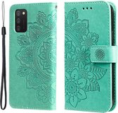 Bloemen Book Case - Samsung Galaxy A03s Hoesje - Groen