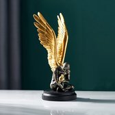 BaykaDecor - Unieke Engel Met Vogel Beeld - Abstracte Kunst - Woondecoratie - Slaapkamer Decoratie - Cadeau - Goud Zwart - 26 cm