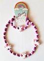foto van Kinderketting en Armband - Hout - Eenhoorn Roze en Paars