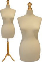 Paspop Ecru - Paspop dames - Mannequin - Mannequin vrouw - LB Driepoot - Paspop Buste Torso - Paspoppen - Etalagepop – 44/46 Verstelbaar