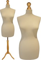 Paspop Ecru - Paspop dames - Mannequin - Mannequin vrouw - LB Driepoot - Paspop Buste Torso - Paspoppen - Etalagepop – 36/38 Verstelbaar