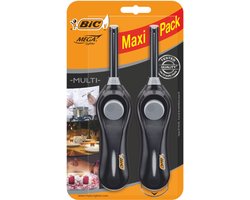 BIC Megalighter - Multifunctionele Gasaansteker - Geschikt voor BBQ en kaarsen - Kindveilig - Aansteker - 2 Stuks