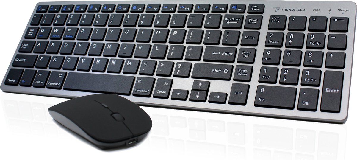 Trendfield Toetsenbord en Muis Draadloos - Bluetooth Keyboard - Stille Toetsen - Oplaadbaar - Qwerty - Space Grey