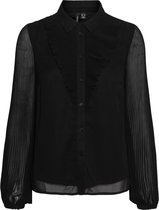 Vero Moda VMEMILY L/S PLISSE SHIRT SB2 GA Dames Black - maat XXL