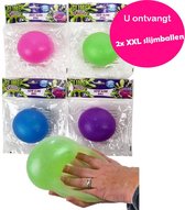 Slijm bal XXL 10 cm - 2 verschillende kleuren - Met Glitters - Fidget Toys - Stressbal voor de hand