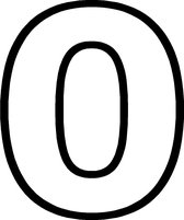 GROOT huisnummersticker 0 WIT (20cm hoog) plakcijfer/cijfersticker nummer 0
