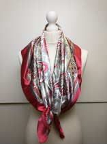 Vierkante dames sjaal Anca paisley motief rood wit beige zwart