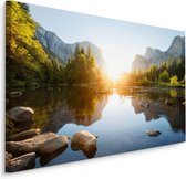 Schilderij - Zonsopkomst in de Yosemite Vallei, Premium print