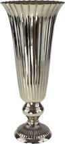 Vase - aluminium - 38cm - nickel plated - Vaas - Bloemen - Metaal - Silver - Zilver - grooved 17x35 cm