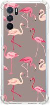 Hoesje met naam OPPO A54s | A16 | A16s Telefoonhoesje  met doorzichtige rand Flamingo