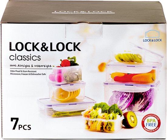 Contenants pour aliments frais Lock & Lock - Lot de 7 pièces - Transparent