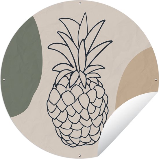 Tuincirkel Fruit - Pastel - Ananas - 90x90 cm - Ronde Tuinposter - Buiten