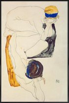JUNIQE - Poster in kunststof lijst Schiele - Two Lying Figures -13x18