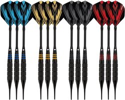 KOTO - Brass Multi Set 4 Sets Zwart Messing Softdarts (16G) - 4 Sets of Flights (100 Micron) + Zwarte Aluminium Shafts & KOTO Dart Case
