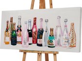 Canvas schilderij champagne flessen roze gekleurd