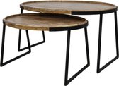 HSM Collection Salontafel Paulson - mangohout/ijzer - set van 2