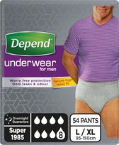 Depend Super - L/XL - Incontinentie mannen - Incontinentiebroekjes voor urineverlies - 54 stuks