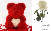 XXL Rozen Teddy Beer 40 cm ROOD in Luxe Geschenkdoos| Vaderdag |Moederdag | Rose Bear | Rose Teddy | Liefde |Moederdag | Verjaardag | Valentijn Cadeau | Love Teddy Bear