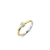 Gisser Jewels - Ring R373Y - geelgoud verguld zilver - witte steen in gladomzetting - maat 56