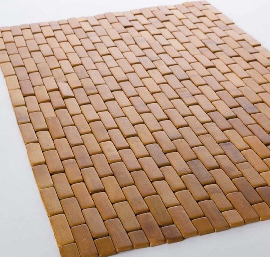 Houten badmat Mosaic Bamboe natuur 50x80cm - Badmat - antislip - Douchemat -... | bol.com