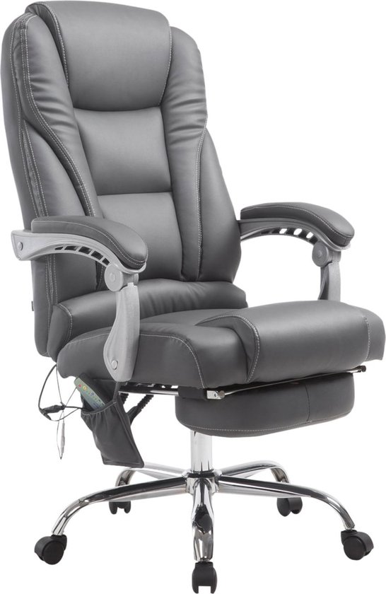 Chaise de bureau Clp PACIFIC - Avec fonction massage - Cuir artificiel - Grijs