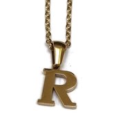 Initiaal ketting-letter R- chirurgisch staal-goudkleurig-45cm - dames