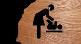Zwart-Baby-verschoningstafel- plexiglas-hout-toilet- muurbordje - Deurbordje-deur bordje-wc-wc bordje-bordje-toilet-toiletten-toilettes-toiletbordje-pictogram-iconen--tekst-tekstbo