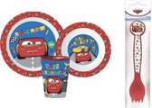 Disney Cars ontbijtset - Servies 5- delig - Bord - Beker - Kom - Vork - Lepel