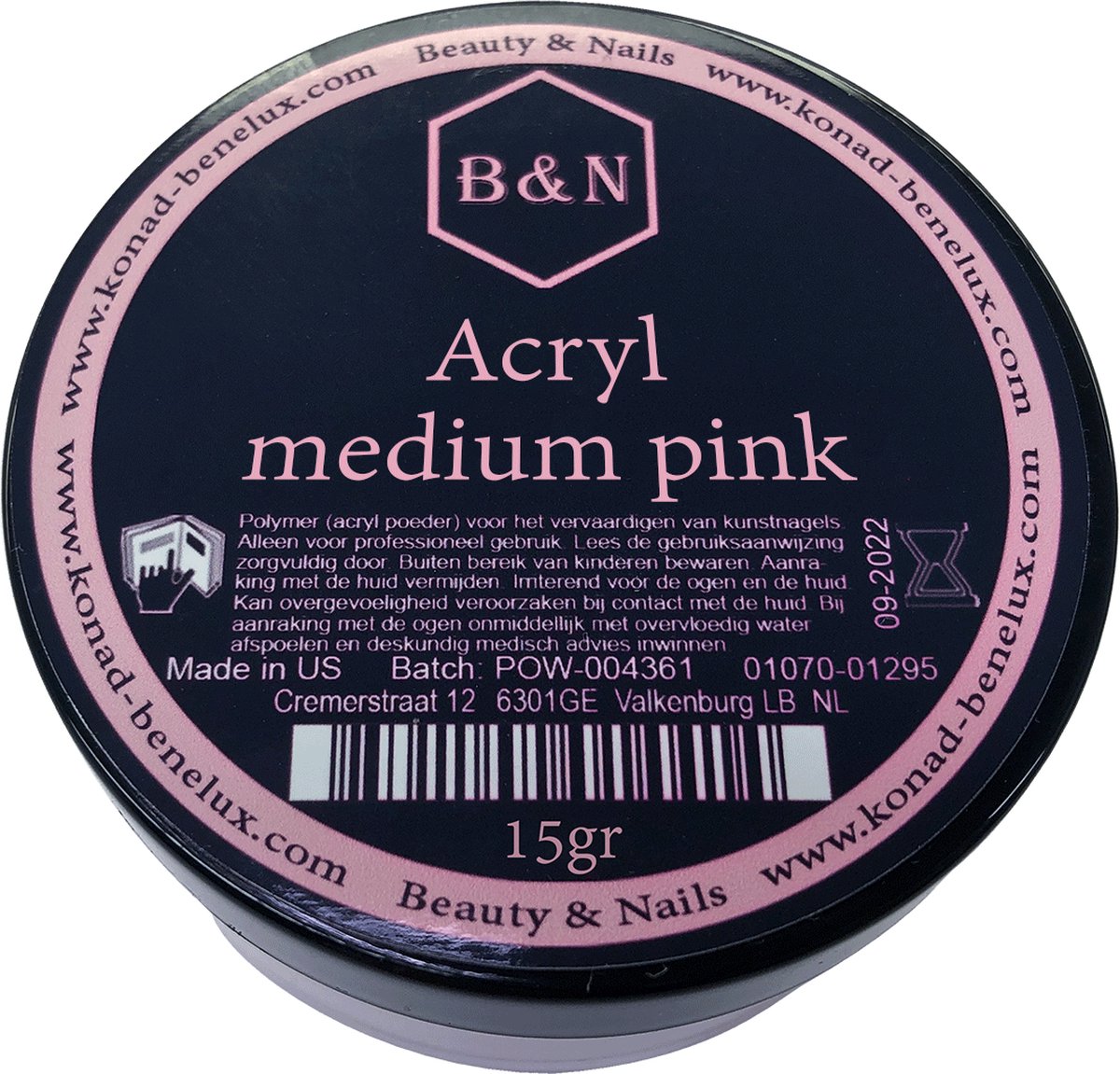 Acryl - medium pink - 15 gr | B&N - acrylpoeder - VEGAN - acrylpoeder