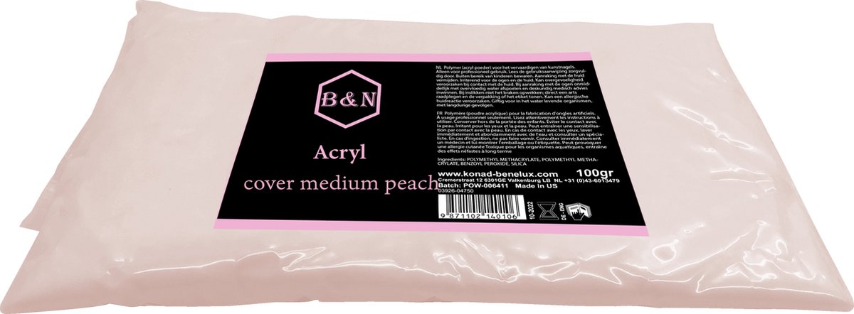 Acryl - cover medium peach - 100 gr | B&N - acrylpoeder - VEGAN - acrylpoeder