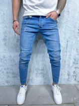 Blauw Satine Jeans Mannen Elastische Taille Skinny Jeans Mannen 2021 Stretch Ripped Broek Streetwear Heren Denim Jeans