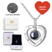 Mea Manu® “I love you for always and forever” Ketting - Rose Goud- Rode steen - Moederdag cadeautje - Cadeautje voor vrouw - Valentijn - Statement ketting - Geschenkset - 12x rode