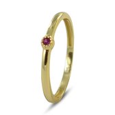 Silventi 9SIL-22236 Zilveren Ring - dames - Zirkonia - 2,9 mm Doorsnee - Fuchsia - Maat 56 - Zilver - Gold plated (Verguld/Goud op Zilver)