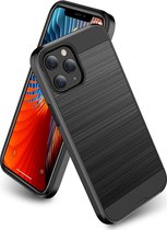 Apple iPhone 12 Pro Hoesje - Mobigear - Brushed Armor Serie - Hard Kunststof Backcover - Zwart - Hoesje Geschikt Voor Apple iPhone 12 Pro