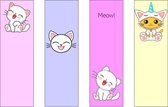Cute Cats - Boekenleggers - Schattig - Kawaii - Roze - Katten - Kitten - 4 stuks