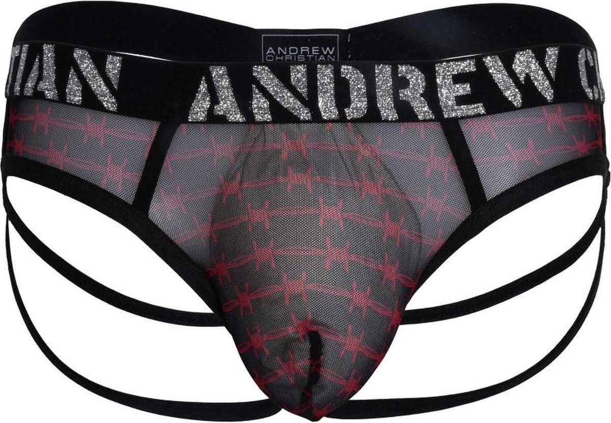 Andrew Christian - Barbed Wire Mesh Strap String - Maat M - Erotische Herenstring - Sexy Mannen ondergoed