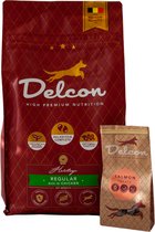 Delcon Adult Regular rich in Chicken - Hondenvoer - 3kg - Voordeelpakket met Delcon snacks Zalm - 150gr