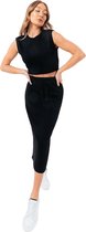 Justhype Sweat Midi Skirt Loungewear Set LABON008, Vrouwen, Zwart, rokken,T-shirt, maat: 34