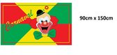 Vlag met carnavals clown - Carnaval clown thema feest party webshop thema feest circus