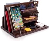 Houten Telefoon Docking Station As Sleutelhouder Portemonnee Stand Horloge Organisator Mannen Cadeau Echtgenoot Vrouw Verjaardag Vader Verjaardag Nachtkastje Portemonnee Vader Gadgets