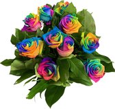 Boeket 10 regenboog rozen